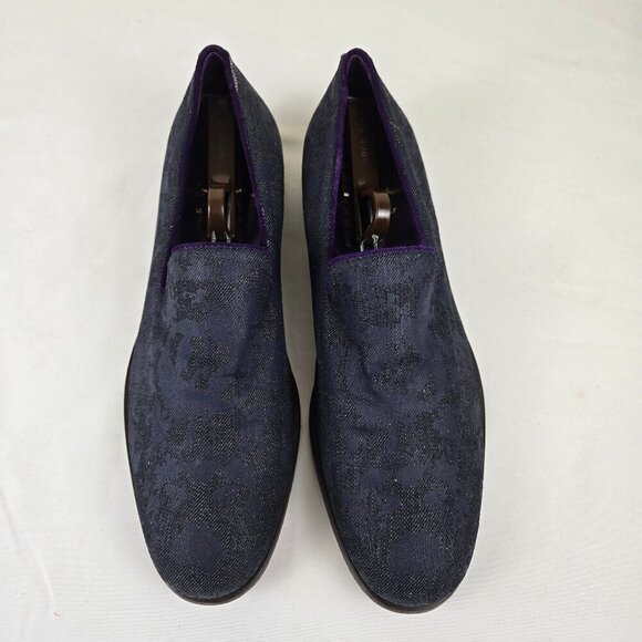 Robert Graham PRINCE Denim Slip On Loafers Purple Edging Size 11.5 Narrow Fit - Picture 3 of 14
